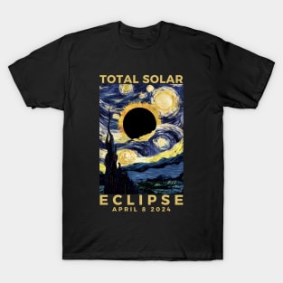 Van Gogh Starry Night Total Solar Eclipse April 8 2024 T-Shirt